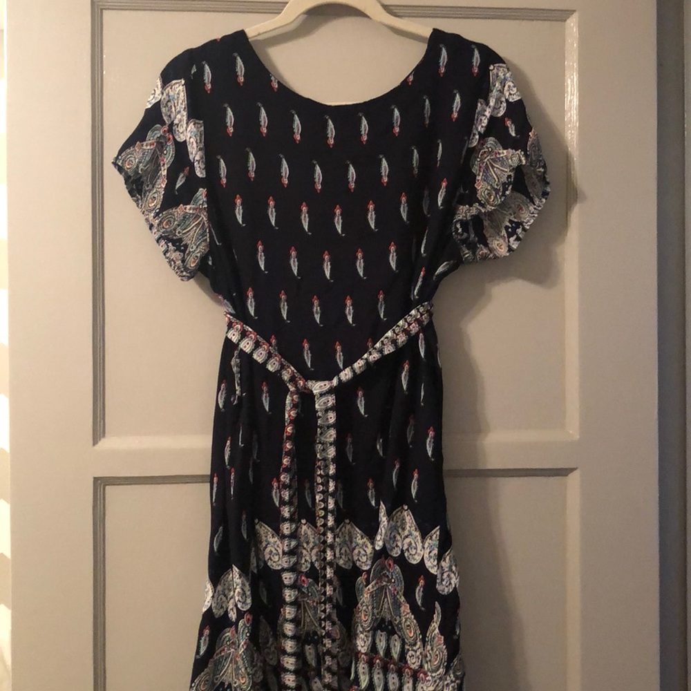 Paisley print navy dress